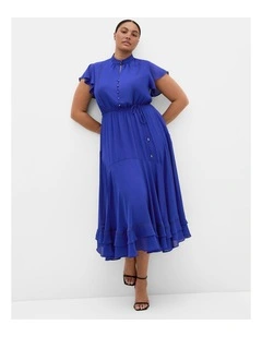 Plus Size Yasmine Short Sleeve Maxi Dress in Cobalt