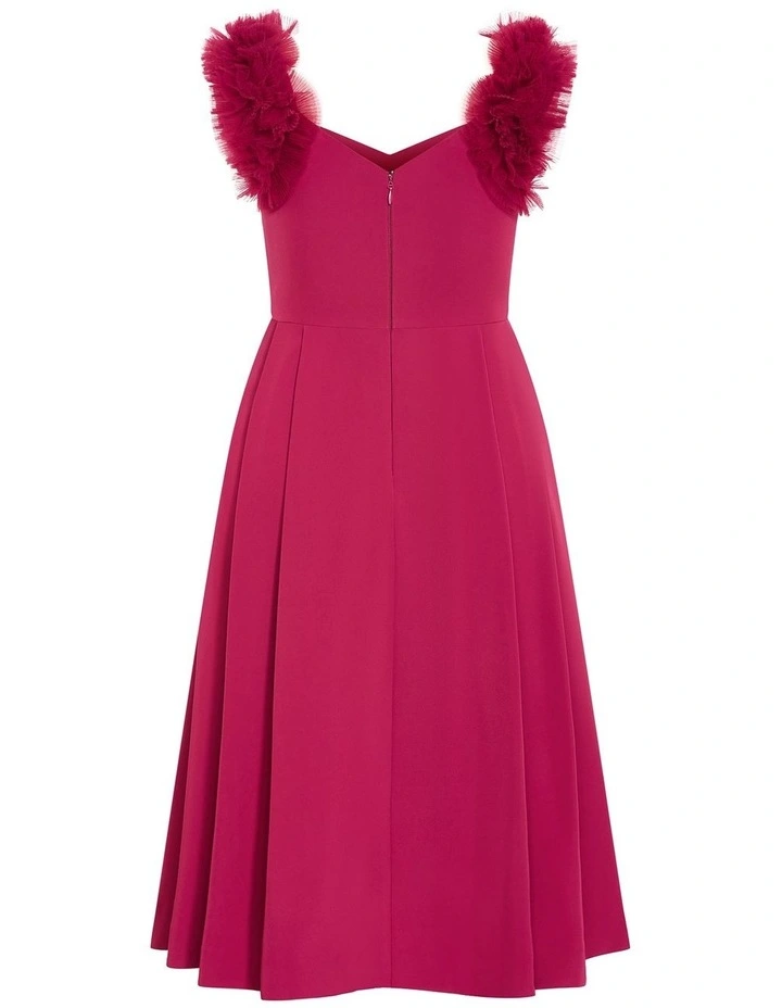 Plus Size Roselyn Ruffle Tulle Midi Dress in Raspberry image 4