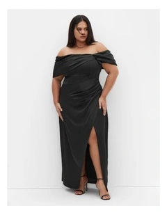 Plus Size Paloma Off Shoulder Maxi Dress in Black