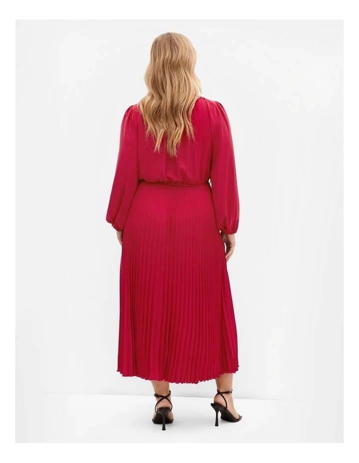 Plus Size Halle Long Sleeve Pleat Dress in Shiraz image 2