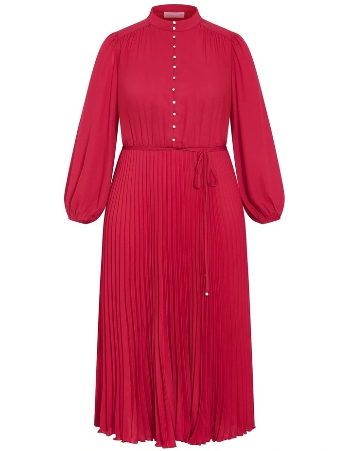 Plus Size Halle Long Sleeve Pleat Dress in Shiraz image 3