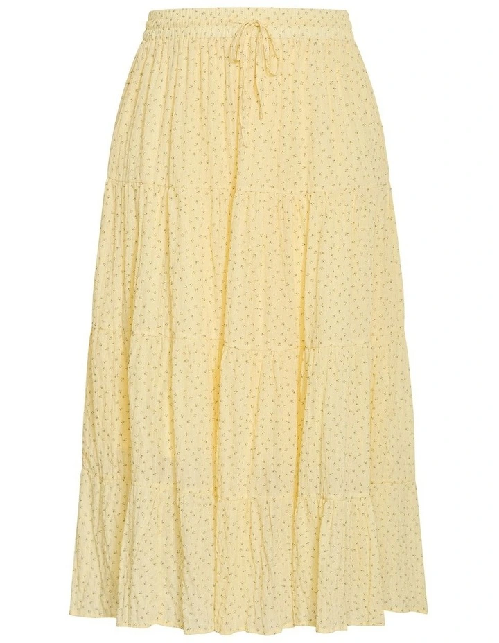 Plus Size Milly Ditsy Print Tiered Maxi Skirt in Lemon image 3