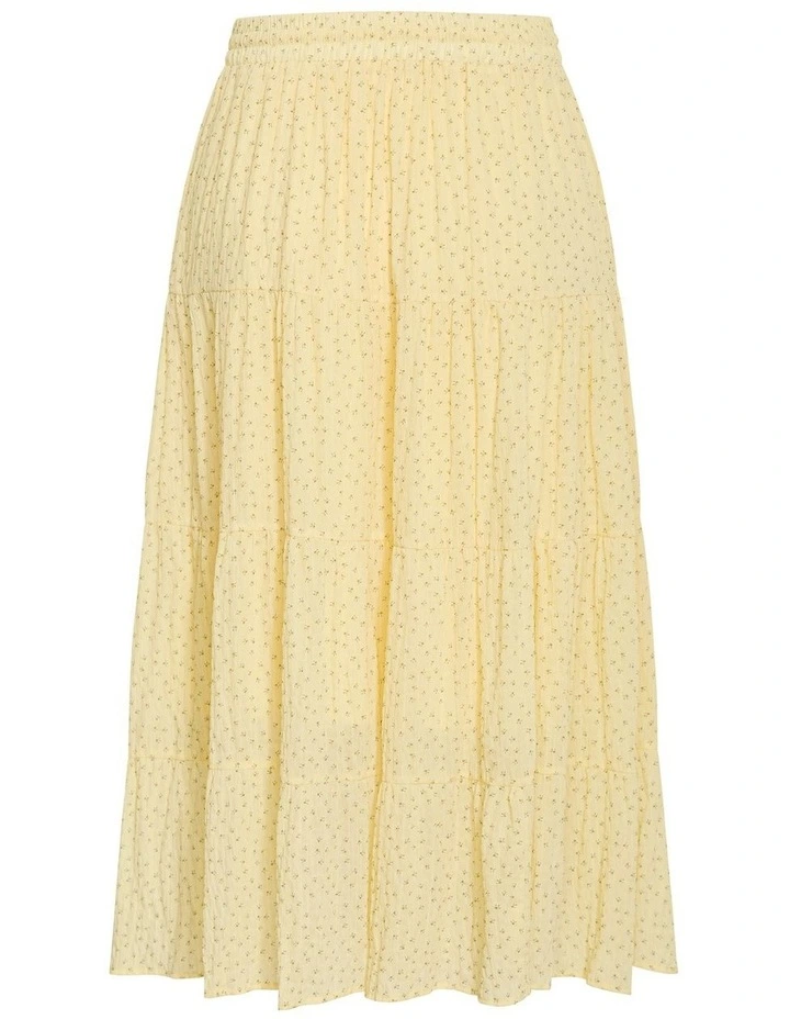 Plus Size Milly Ditsy Print Tiered Maxi Skirt in Lemon image 4
