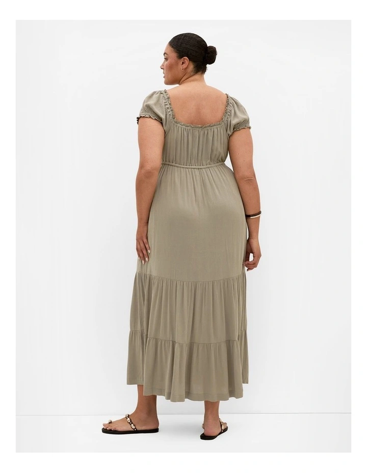 Plus Size Vintage Dreams Tiered Maxi Dress in Khaki image 2