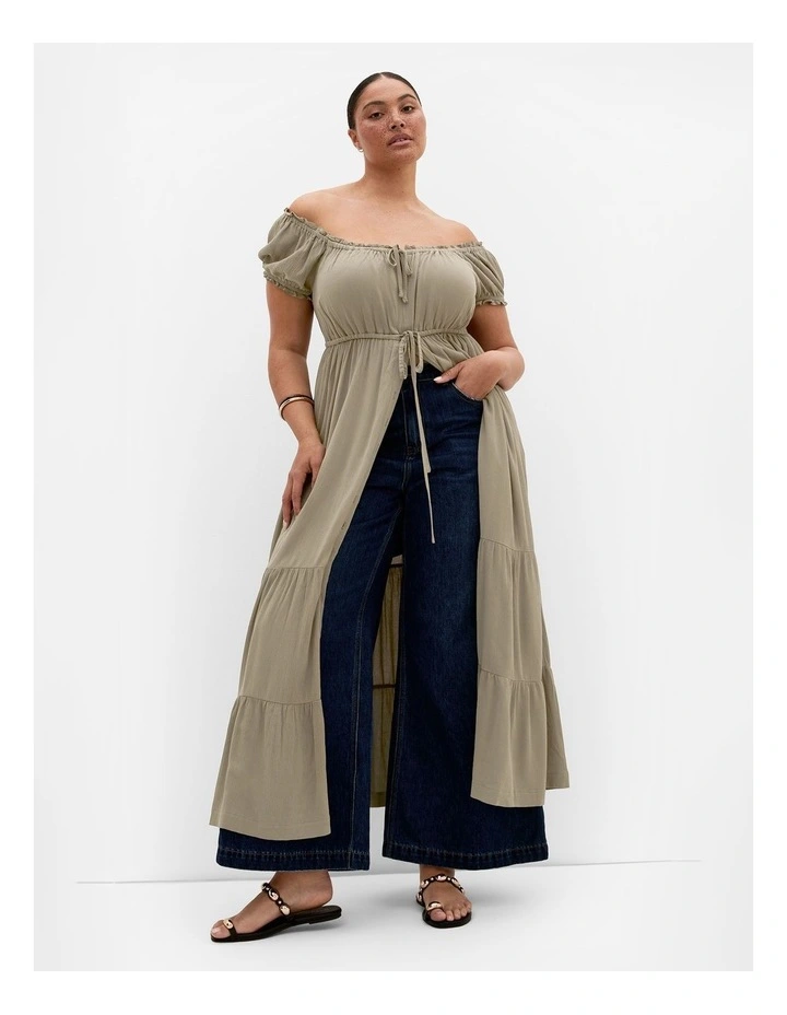 Plus Size Vintage Dreams Tiered Maxi Dress in Khaki image 3