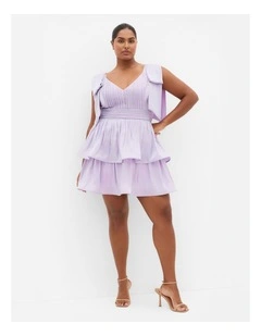Plus Size Betty Bow Mini Dress in Lilac