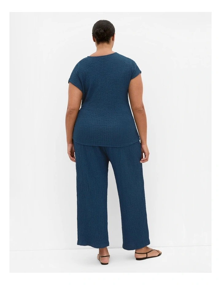 Plus Size Zoie Short Sleeve Side Tie Top in Petrol image 2