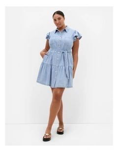 Plus Size Kelise Denim Mini Dress in Light Wash