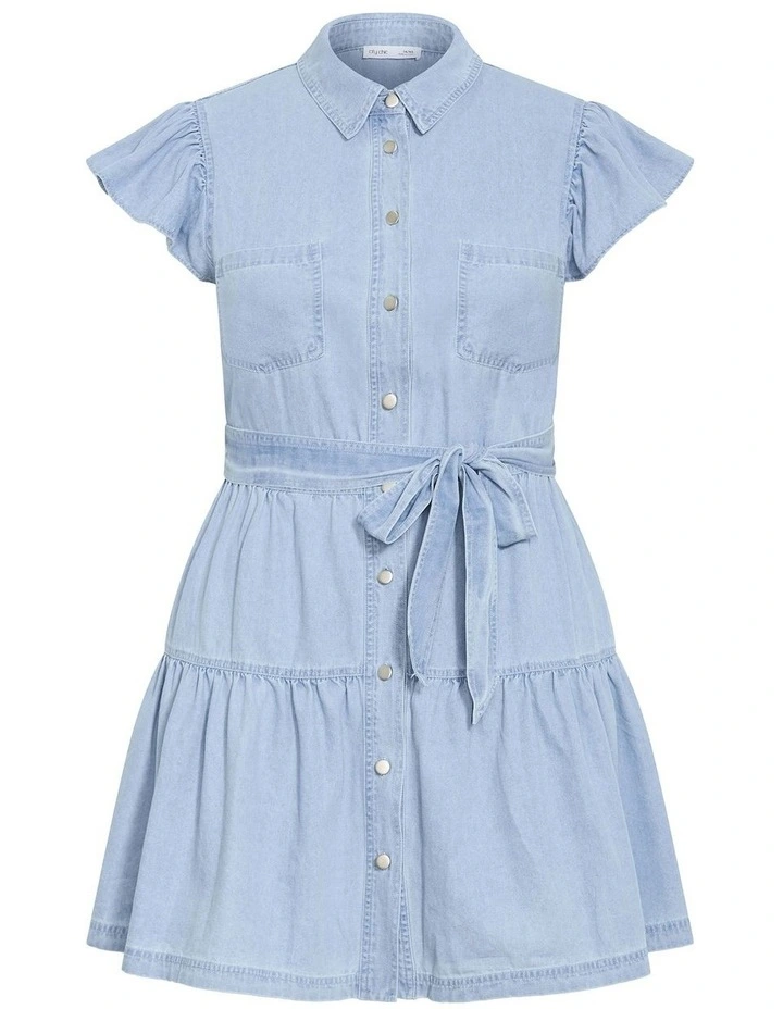 Plus Size Kelise Denim Mini Dress in Light Wash image 3