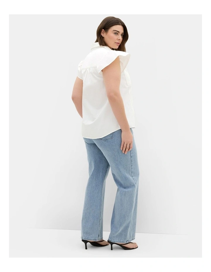 Plus Size Kelise Flutter Sleeve Cotton Shirt in Ivory image 2