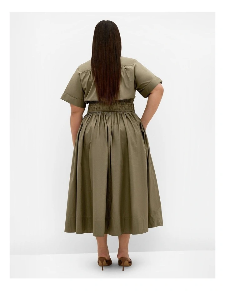 Plus Size Lana Midi Shirt Dress in Khaki image 2
