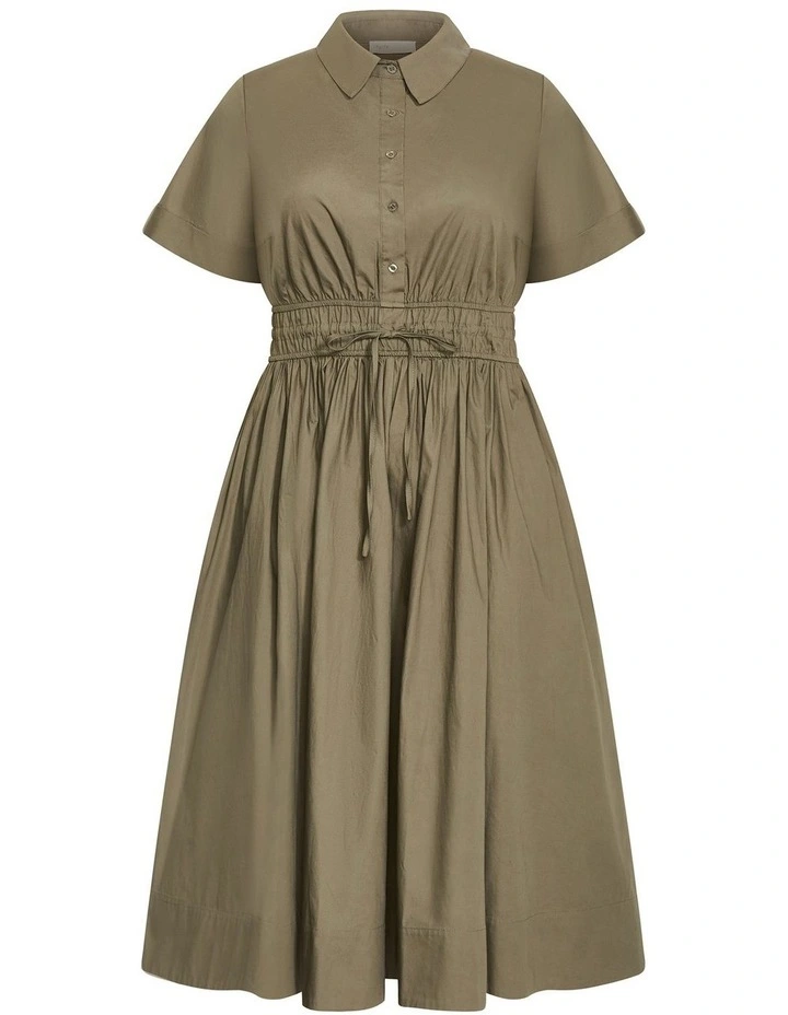 Plus Size Lana Midi Shirt Dress in Khaki image 3