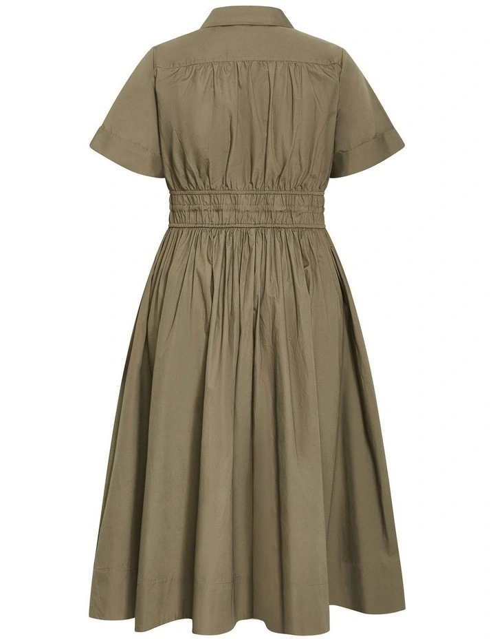 Plus Size Lana Midi Shirt Dress in Khaki image 4