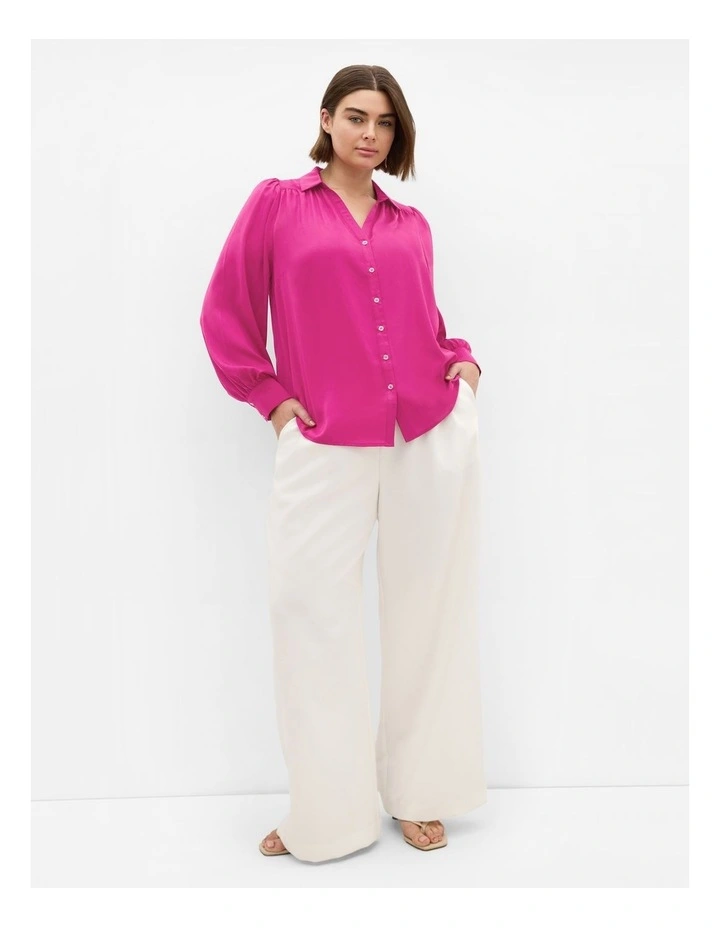 Plus Size Hadlee Long Sleeve Shirt in Framboise image 1
