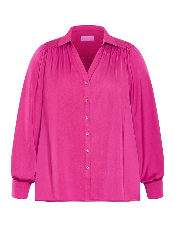 Plus Size Hadlee Long Sleeve Shirt in Framboise image 3