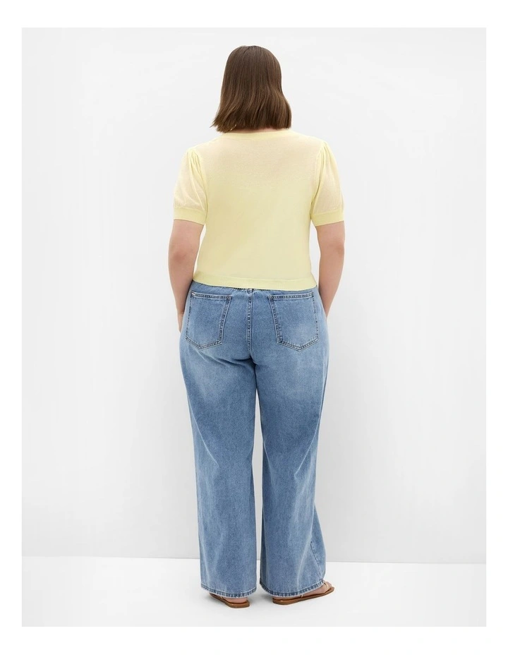 Plus Size Tara Short Sleeve Crop Cardigan in Lemon Drop image 2