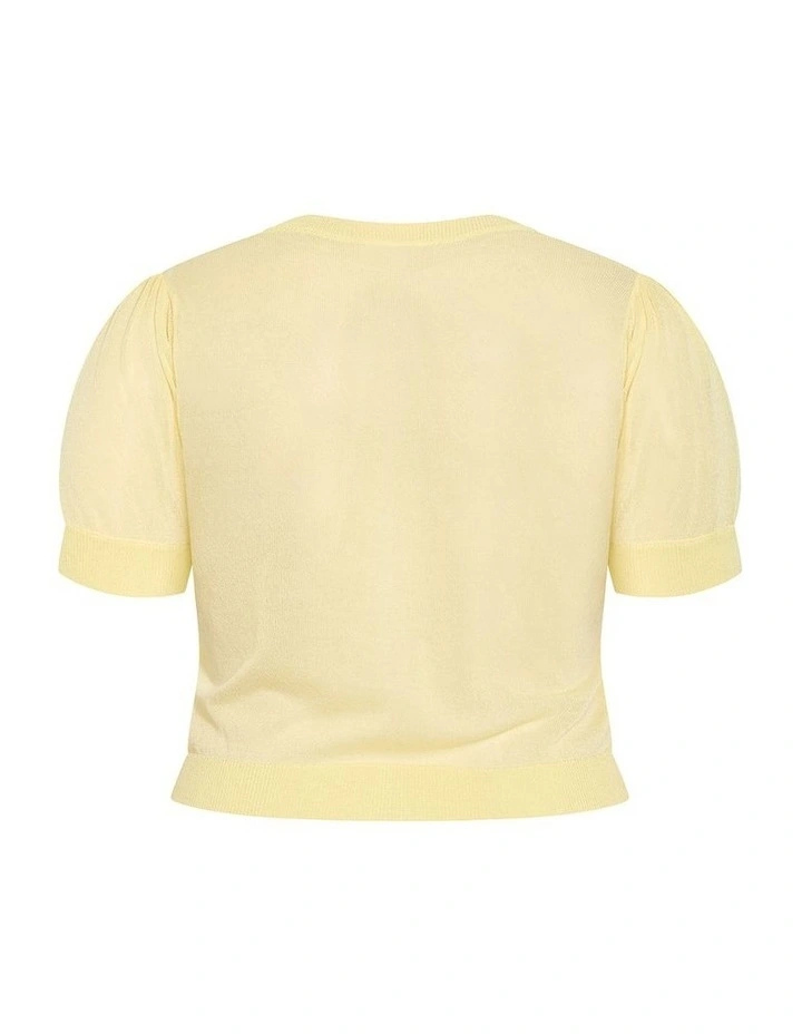 Plus Size Tara Short Sleeve Crop Cardigan in Lemon Drop image 4