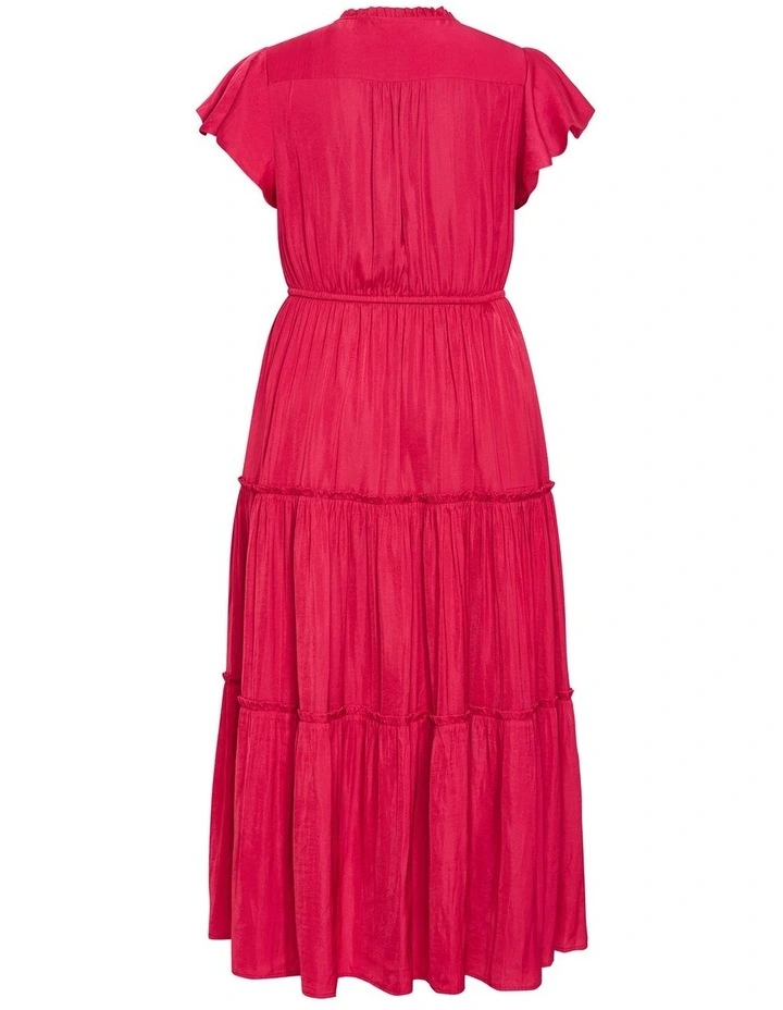 Plus Size Drama Queen Flutter Sleeve Maxi Dress in Raspberry image 4