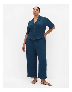 Plus Size Zoie Button Up Shirt in Petrol