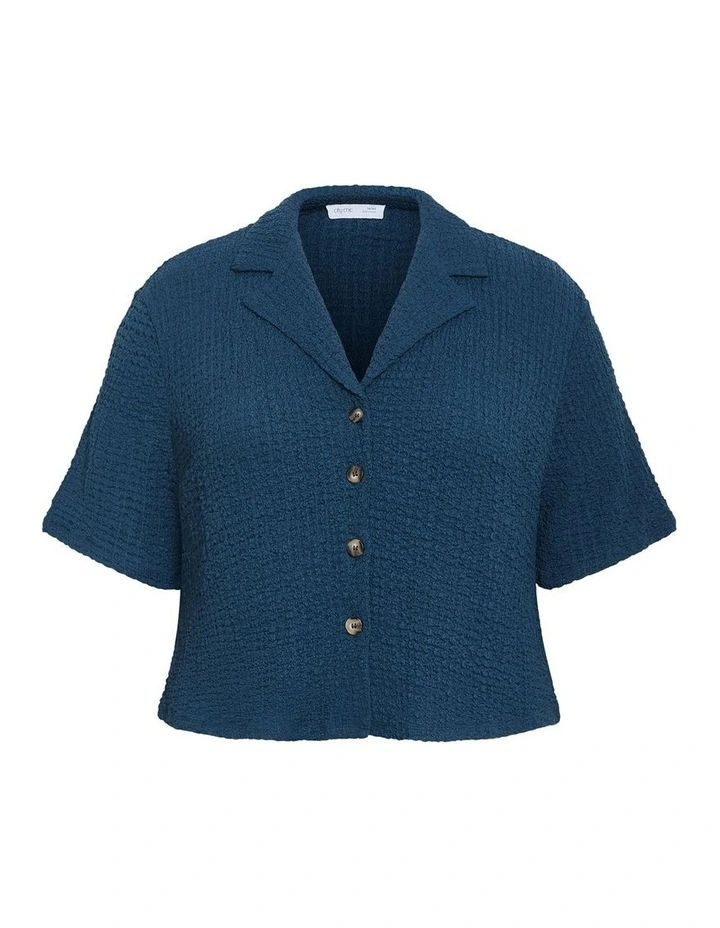 Plus Size Zoie Button Up Shirt in Petrol image 3