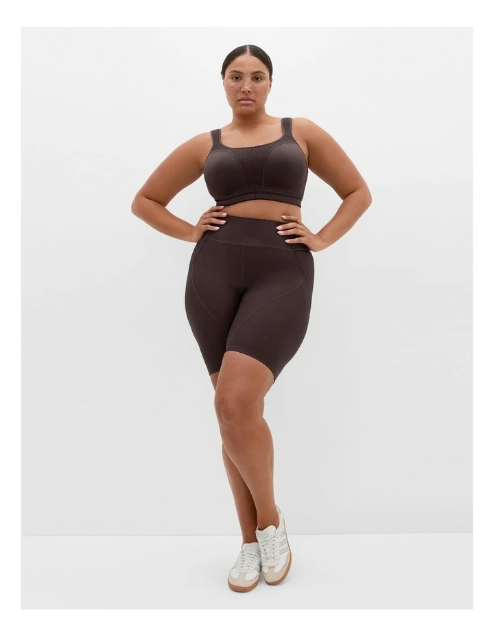 Plus Size Sara Rib Active Bike Short in Chocolate image 1