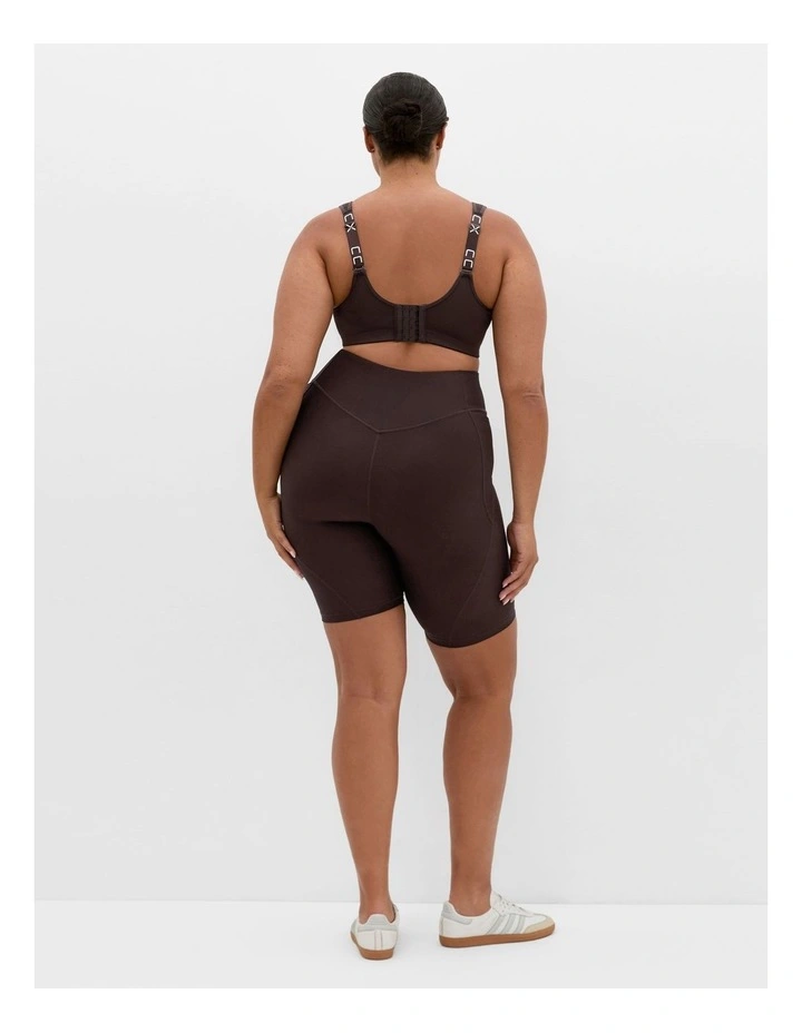Plus Size Sara Rib Active Bike Short in Chocolate image 2