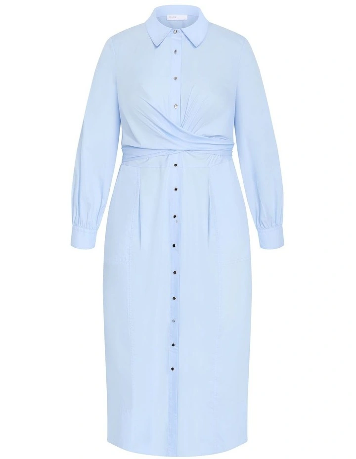 Plus Size Alexandria Tie Shirt Dress in Ice Blue image 3
