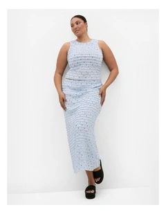 Plus Size Sheree Ditsy Print Ruched Top in Sky Blue