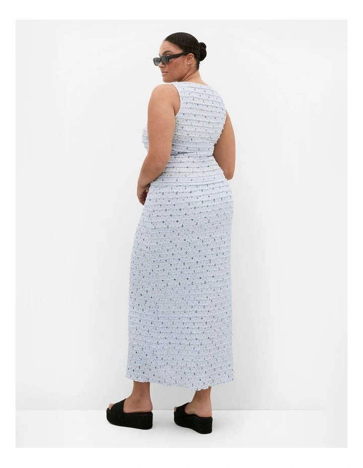 Plus Size Sheree Ditsy Print Ruched Top in Sky Blue image 2