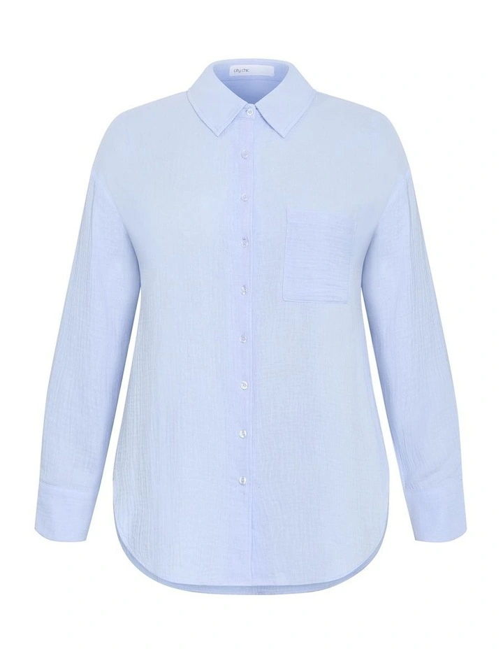 Plus Size Havana Relaxed Shirt in Blue image 3