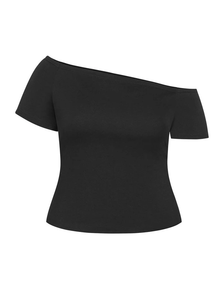 Plus Size Off Shoulder Double Layer Top in Black image 3