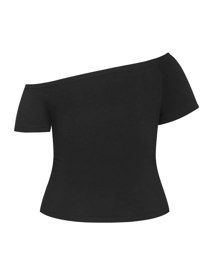 Plus Size Off Shoulder Double Layer Top in Black image 4