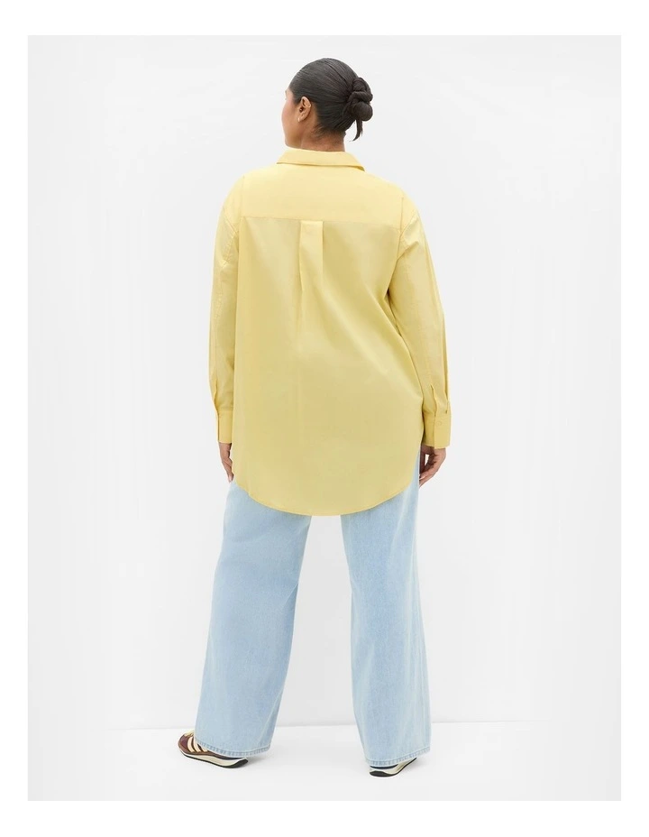 Plus Size Chiara Oversized Longline Cotton Shirt in Buttermilk image 2