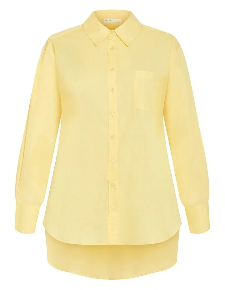 Plus Size Chiara Oversized Longline Cotton Shirt in Buttermilk image 3