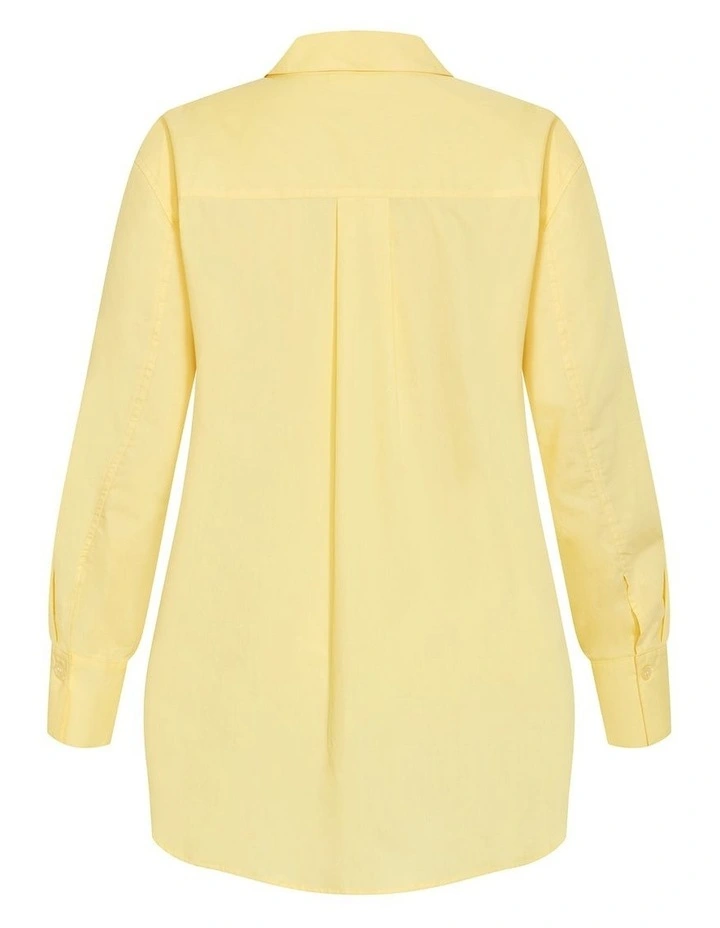 Plus Size Chiara Oversized Longline Cotton Shirt in Buttermilk image 4