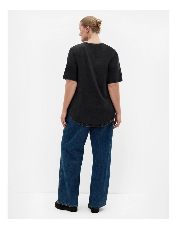 Plus Size Lola Cotton Tee in Black image 2