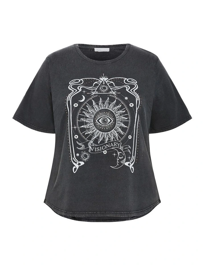 Plus Size Lola Cotton Tee in Black image 3