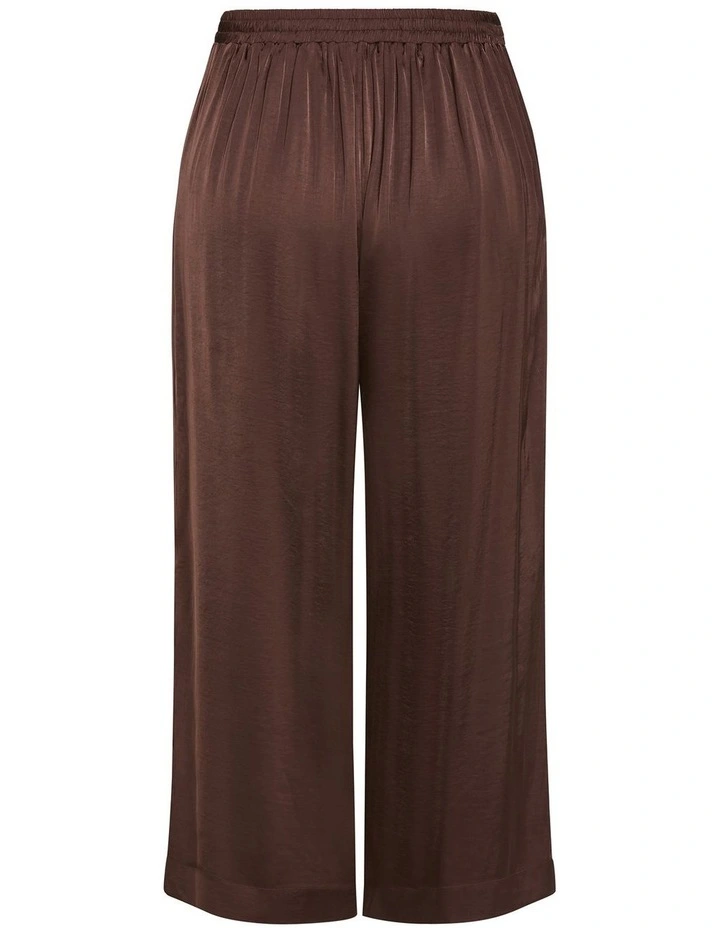 Plus Size Helena Wide Leg Satin Pant in Chocolate image 4