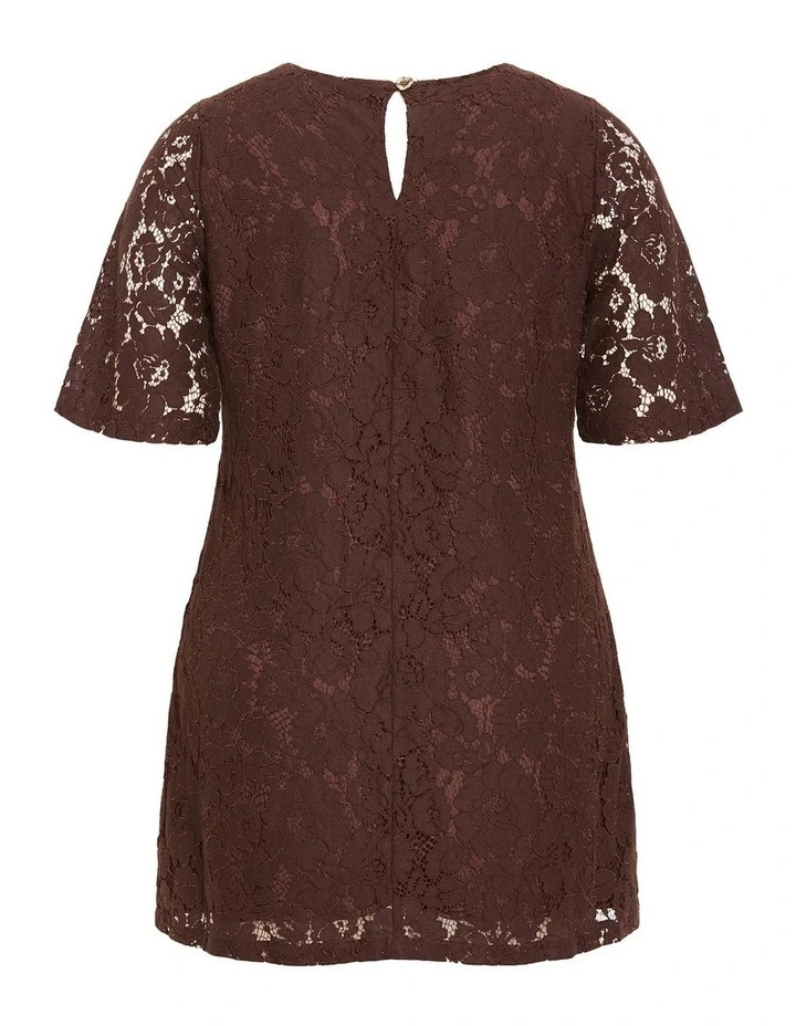 Plus Size Lani Lace Mini Dress in Chocolate image 4