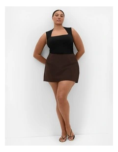 Plus Size Abbie Mini Skort in Chocolate