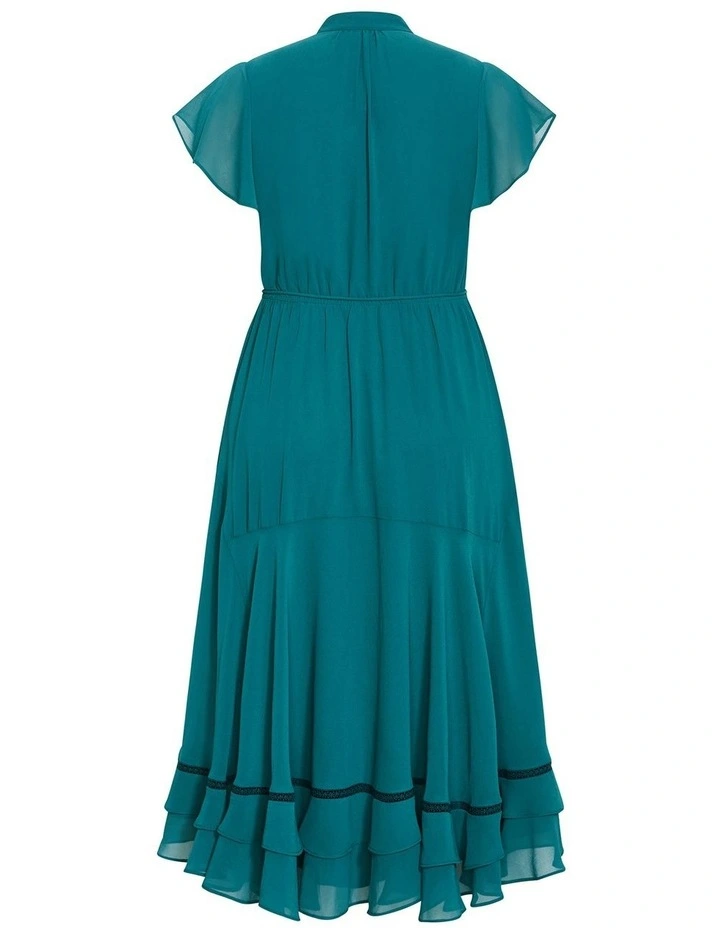 Plus Size Yasmine Short Sleeve Maxi Dress in Emerald image 4