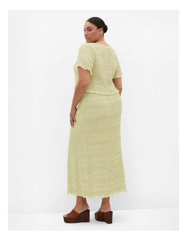 Plus Size Emelia Shirred Maxi Skirt in Matcha image 2