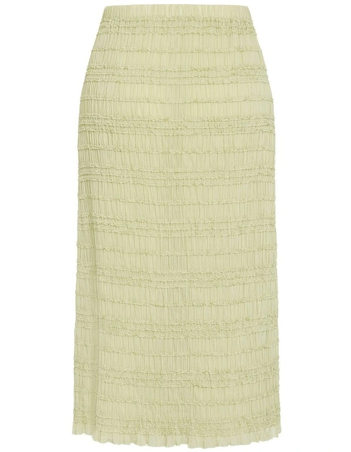Plus Size Emelia Shirred Maxi Skirt in Matcha image 3