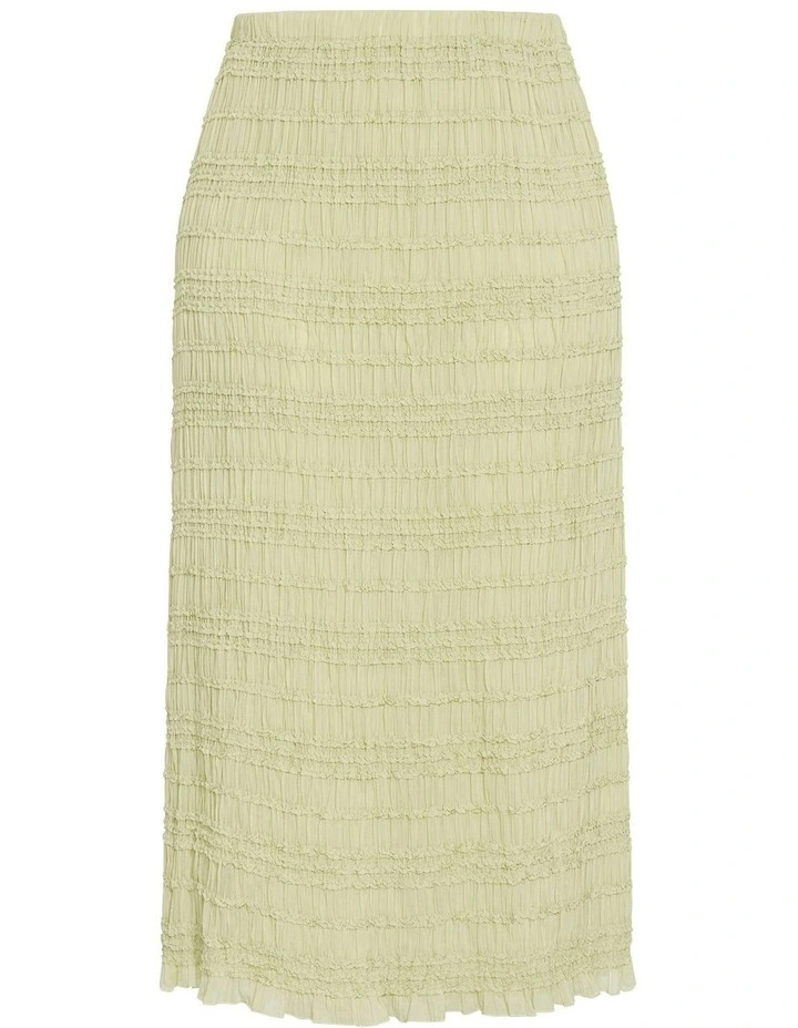 Plus Size Emelia Shirred Maxi Skirt in Matcha image 4