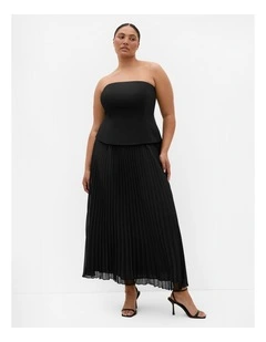 Plus Size Loretta Strapless Pleat Maxi Dress in Black