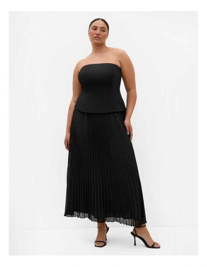 Plus Size Loretta Strapless Pleat Maxi Dress in Black image 1