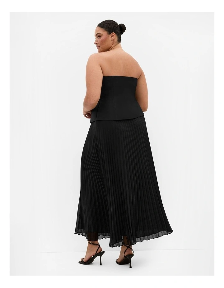 Plus Size Loretta Strapless Pleat Maxi Dress in Black image 2