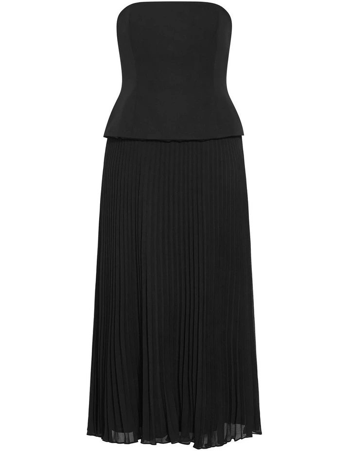 Plus Size Loretta Strapless Pleat Maxi Dress in Black image 3