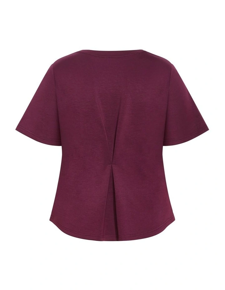 Plus Size Mae Short Sleeve Sweat Top in Dark Cherry image 4