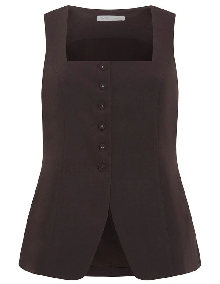 Plus Size Abbie Vest in Chocolate image 3